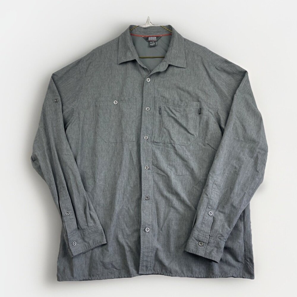 Outdoor Research Shirt Mens XL Gray Light Button Up Long Sleeve Hiking Outdoor